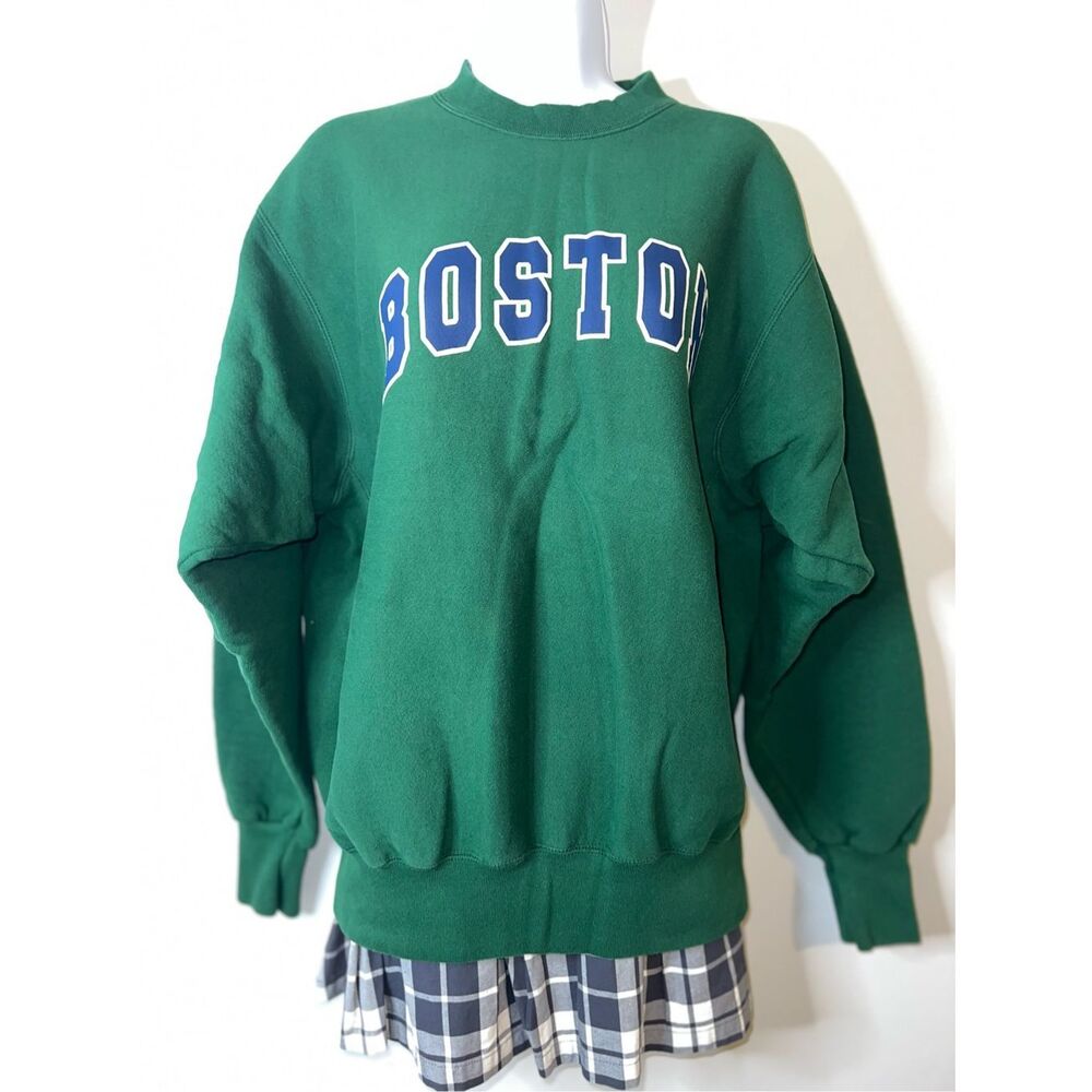 Women’s Crewneck “Boston” Pullover Sweatershirt Green XL - Picture 2 of 9